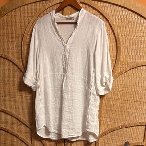 Laura Bianchi White Linen Casual Shirt Dress